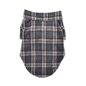 Flannel Dog Shirt (Color: Dark Gray and Pink Plaid, size: 2X-Large)